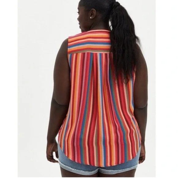 Torrid Vertical Striped Harper Sleeveless Spring Summer Top Tank Size 2X - Picture 2 of 7